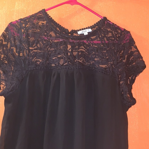 *3 for $25* A U W BLACK DRESS W/ lace top n sleeves Size 1X - Picture 2 of 4